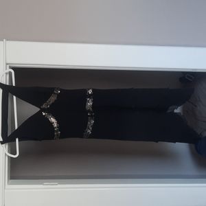 Bebe Black Silk Sequined Dress XS